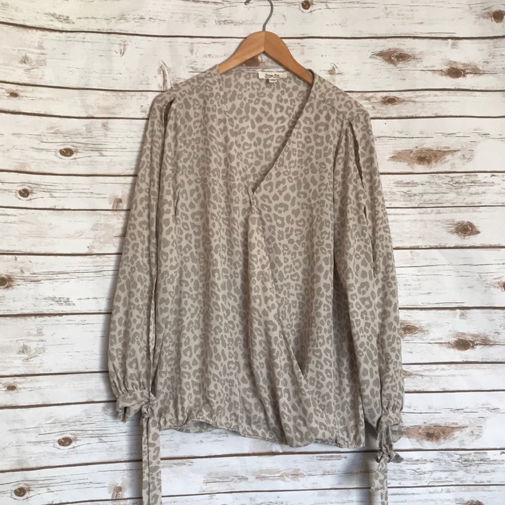 Krazy Kat | boutique snow leopard tie blouse top